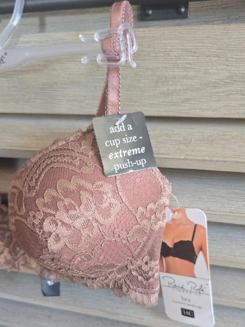 Rene Rofe Dusty Brown Lace Push-Up Bra - Picture 3 of 10